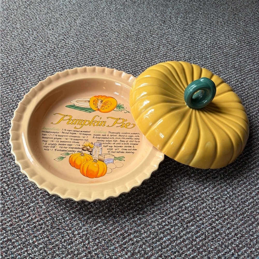 vintage house of lloyd stoneware pumpkin pie saver